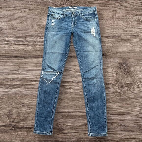 KanCan Blue Skinny Jeans with Extra Distressed Details - Picture 1 of 6